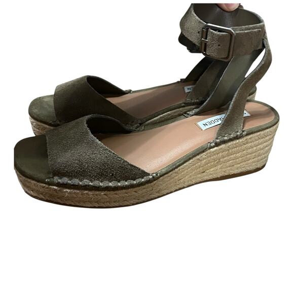 Steve Madden Green Suede Espadrille Platform Elody Sandals Size 8 - Picture 2 of 7